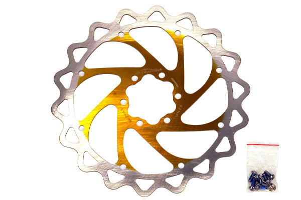 Ротор тормоза Alligator HK-R14YW-DIY I Wawe ,160мм,серебристо-желтый,крепление IS6